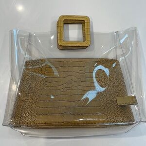 STAUD Clear and Tan Shoulder Bag